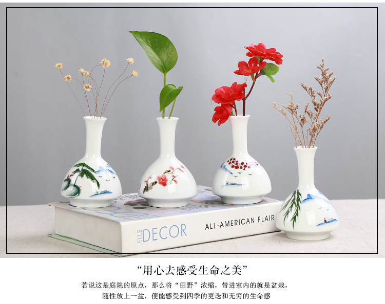 White vase hand - made celadon ceramics flowerpots indoor dry flower adornment desktop furnishing articles bottle water raise hydroponic the plants