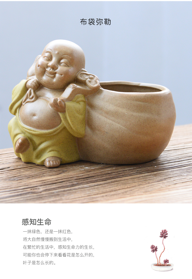 Fleshy ceramic flower POTS potted flower implement creative move potted place maitreya buddhist fancy, green asparagus and old basin