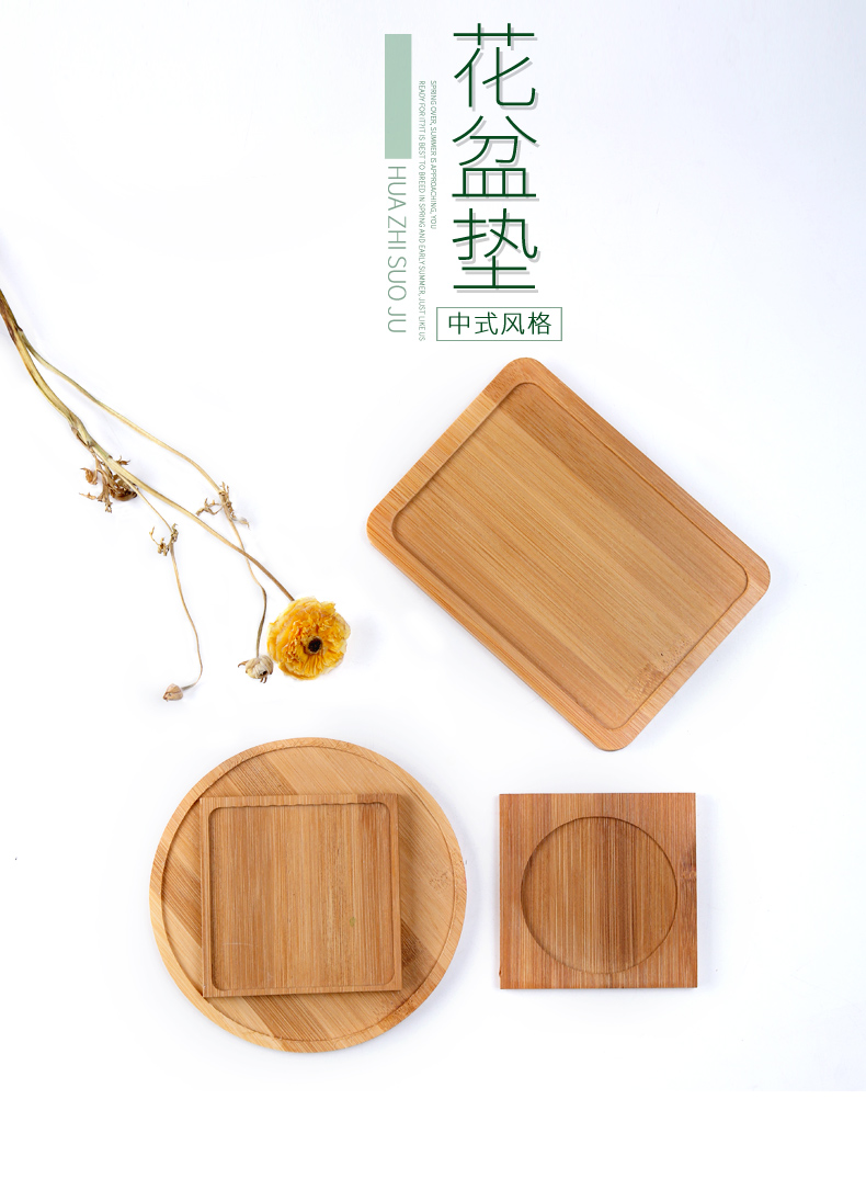 Ceramic flower pot tray bamboo tray was originally prevent leakage tray flower basin after water bamboo MATS pot tray was originally flower basin as