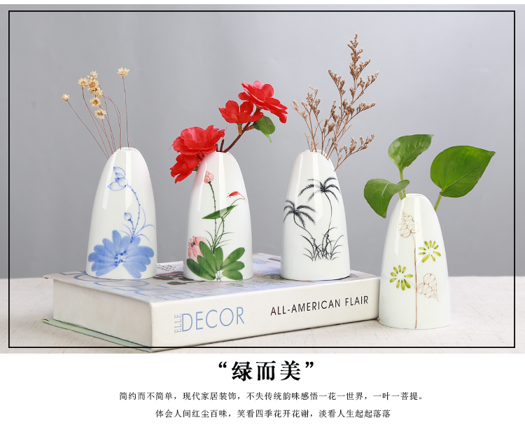 White vase hand - made celadon ceramics flowerpots indoor dry flower adornment desktop furnishing articles bottle water raise hydroponic the plants