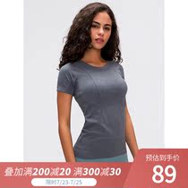 lulu original summer thin yoga sports T-shirt top for women slim thin high stretch tight yoga clothes for women