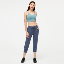 lulu original plant Summer thin section Large code speed dry sports pants female loose bunches High waist casual yoga Seven sub-pants women