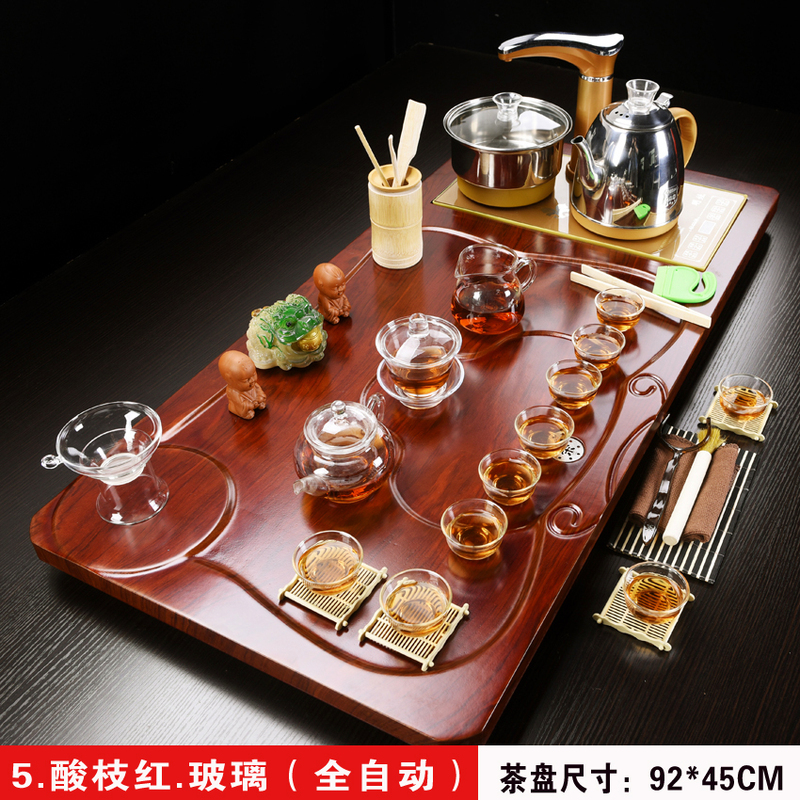 Complete Set of Tea Trays and Kung Fu Tea Sets, Simple Design for Home and Office Use, Gift-Giving Tea Table, Integrated Four-In-One Electric Heating Stove Set