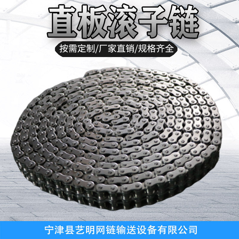 Industrial transmission stainless steel straight plate roller chain large pitch single row of double row non-marked custom conveyor straight chain 