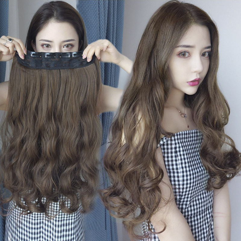 Real hair long hair All true man wig piece piece of type u type u-type unscarred female long hair long hair curly hair pick up pick up-Taobao