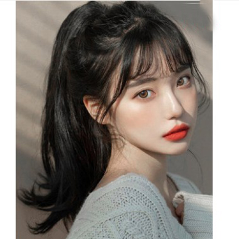 Full real hair micro-curly inner buckle short ponytail ultra-short curly hair wig female net celebrity natural high ponytail strap 35