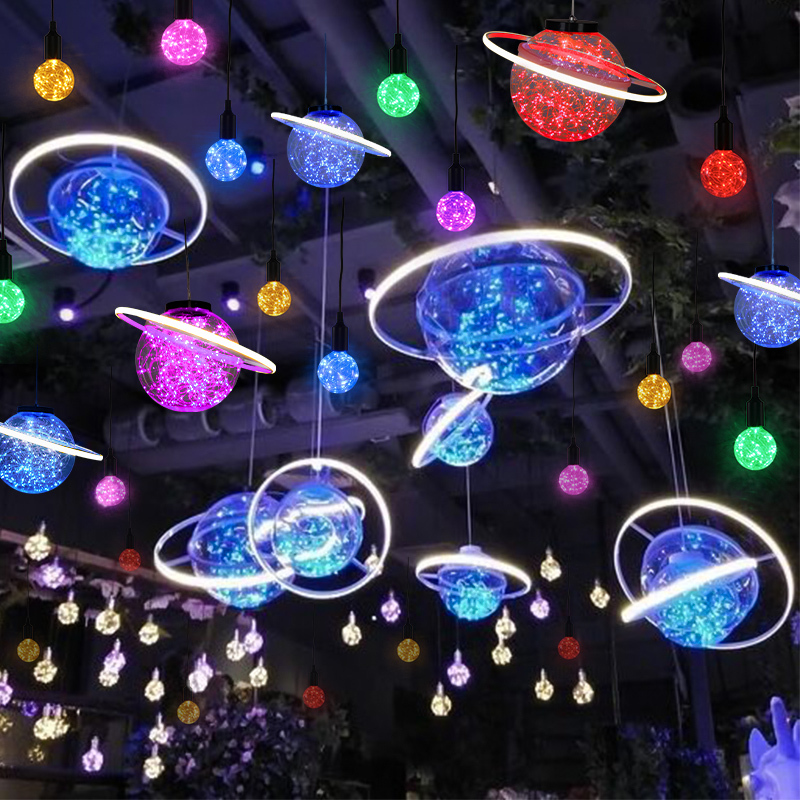 Internet-Famous Star Space Moon Lamp Restaurant Bar Bar Lounge Game Hall Shopping Mall Ceiling Decoration Atmosphere Creative Pendant Light