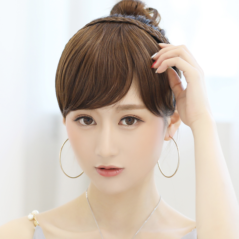 Wig Liu Haifemale Hair hoop with pressure tilted Liu sea leakage sea covering white hair curtain replenishment film nature