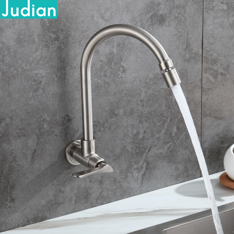 Single-cold-in-wall-type tap universal rotatable washbasin pier cloth laundry pool water nozzle wall hole mop pool sink