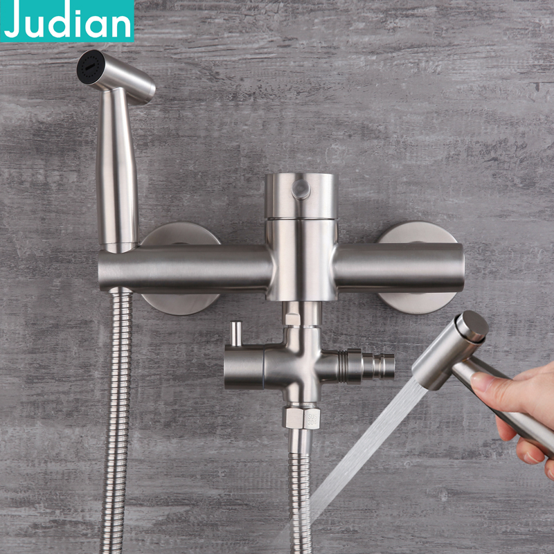 Hot And Cold Woman Wash Shower Nozzle Booster Spray Gun Tap Washing Machine Stainless Steel Water Mixing Valve Flushing Cleaner Toilet Companion