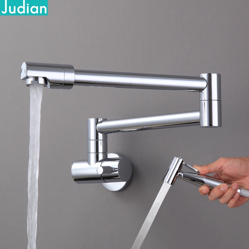 In-wall type single cold water faucet all copper extension black folding telescopic balcony mop pool laundry table pier cloth pool