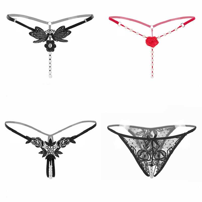 Sexy panties and skinny crotch free pearl-chained massage underwear four pieces of fun tasting pants