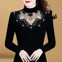 WN Early Spring New Hit Undershirt Autumn Winter Clairvoyance Woman Taste Black Elegant Lace Spliced inside T-shirt Jacket Tide