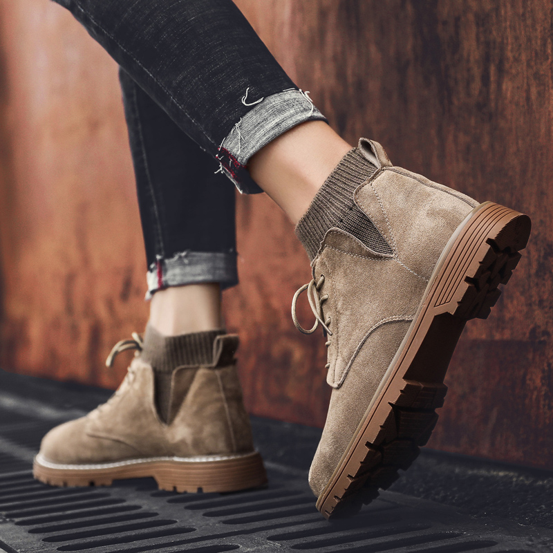 Martin boots male drum Inron tooling shoes high cylinder men's shoes spring plus suede Korean version trends 100 hitch casual boots man