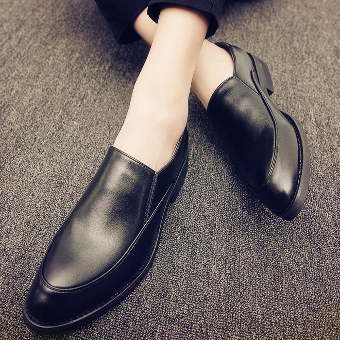 Leather shoes men's business formal men's shoes summer breathable trend British slip-on soft bottom men's casual beanie shoes