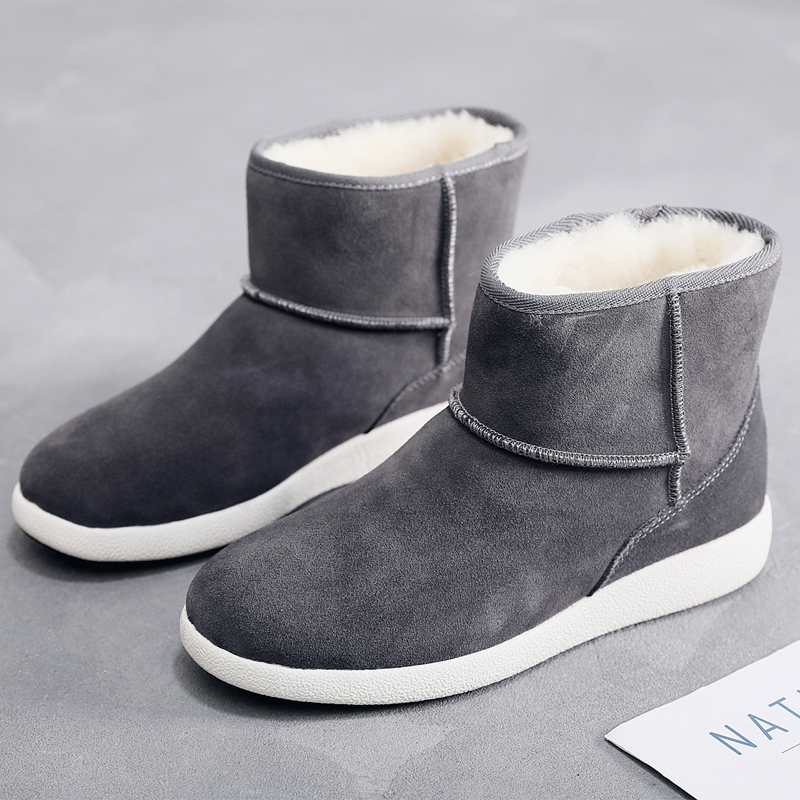 Australian Sheep Fur Integrated Snow Boots Man 2021 Winter Warm Plus Suede Thickened Genuine Leather Non-slip Men's Northeast Cotton Shoes