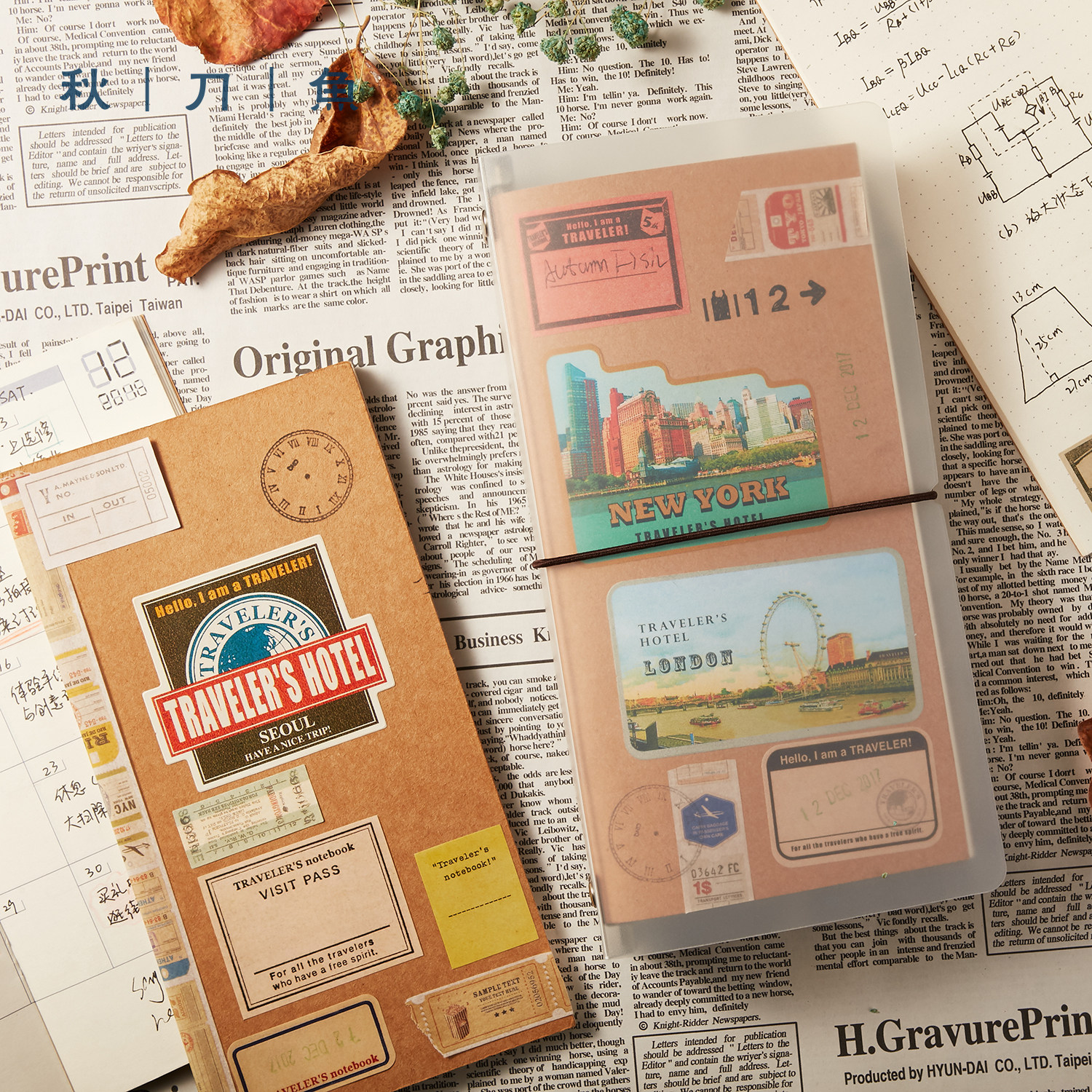 Autumn knife fish hands account book This traveler notebook TN stand-off core detachable retro hand ledger containing shell subfolder day note This can replace loose leaf This bill This transparent PVC stationery booklet