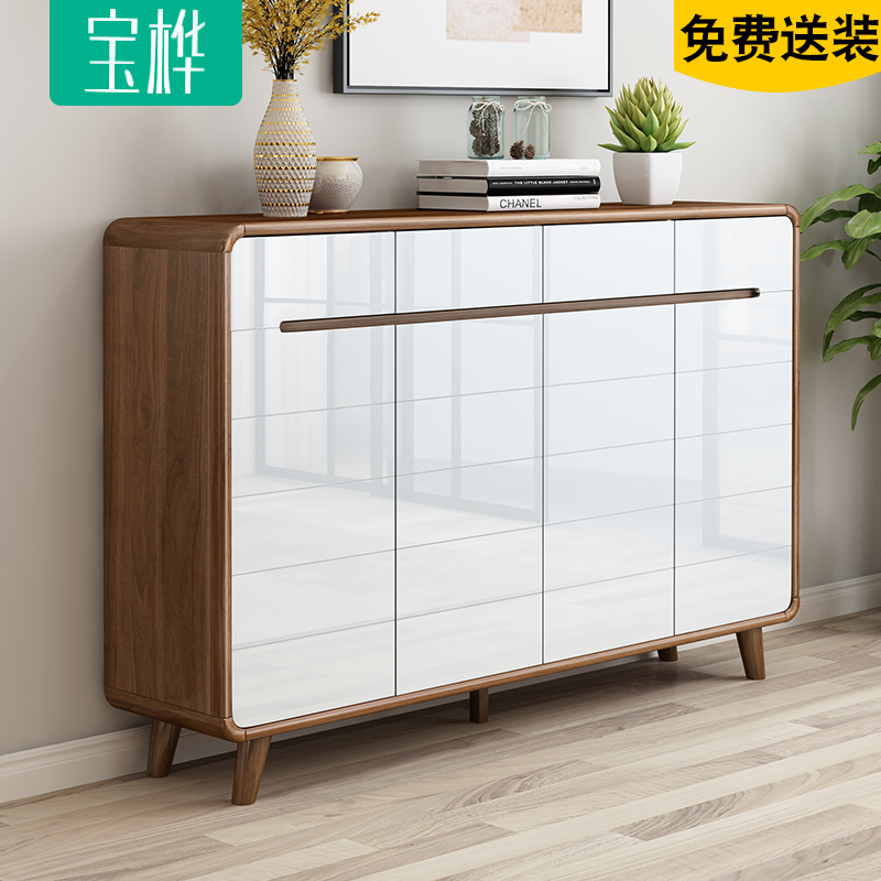 Home door large capacity solid wood simple shoe cabinet modern Nordic storage paint into the entrance partition entrance hall cabinet