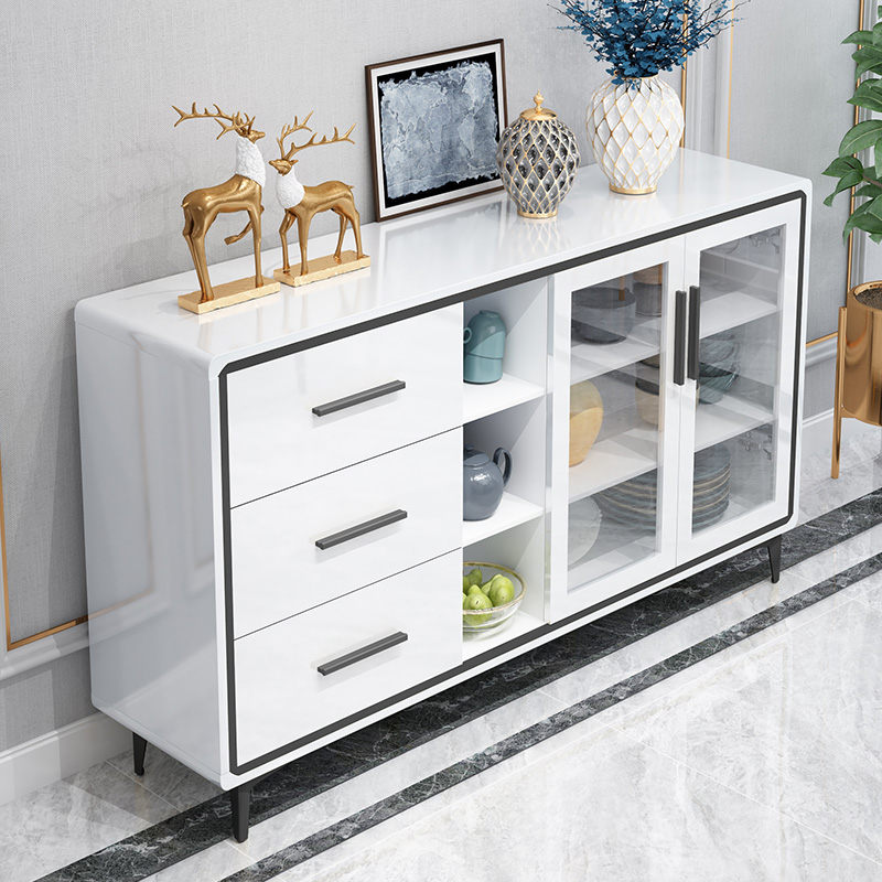 Nordic light luxury post-modern dining cabinet modern minimalist paint dining room storage cabinet tea cabinet wine cabinet integrated against the wall