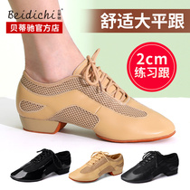 Betty Chi Latin Dance Teacher Shoes Adults Low Flat Heel Dance Shoes Men And Women National Standard Dance Modern Dance Soft-bottom Practice Shoes