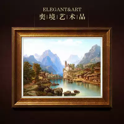 European living room decoration painting dining room hanging painting oil painting Jane Europe porch mural Villa decoration painting dream back Village