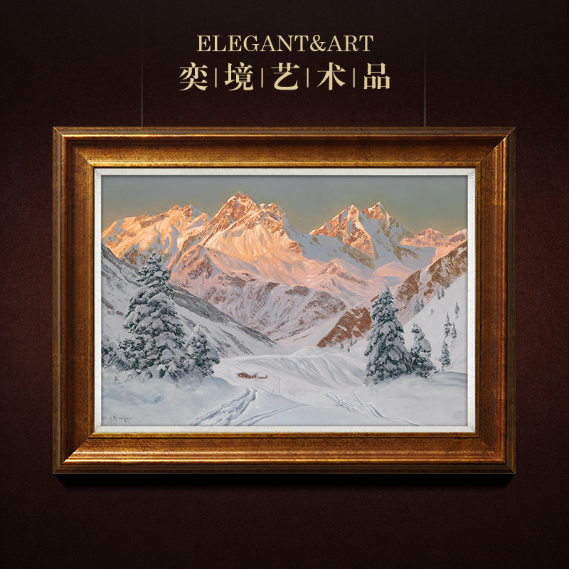 Yi Jing European oil painting American living room Dining room decorative painting Entrance hanging painting High-grade mural Double snow Ridge Jinfeng