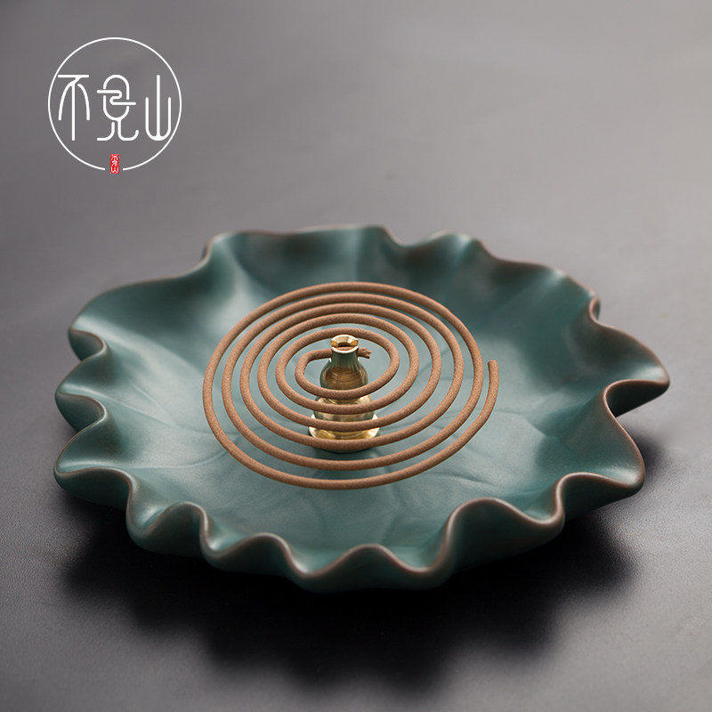 Lotus leaf ceramic wire incense stove home Jiukong incense disc Incense Stove Book House Ring Incense Stove Living Room sandalwood Incense Stick