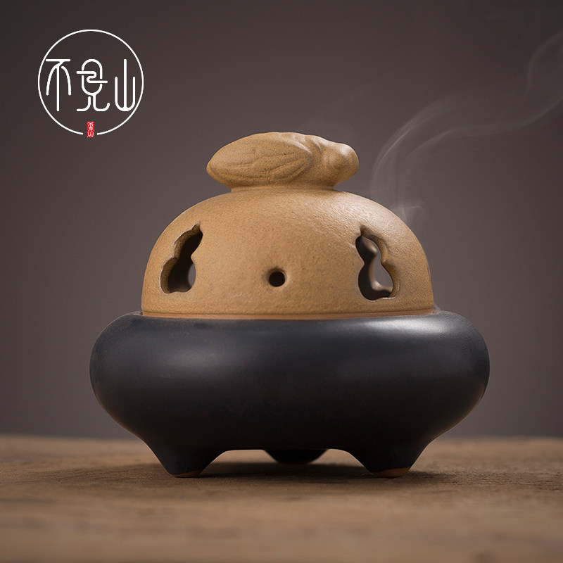Retro ceramic small incense burner home antique small gourd sandalwood incense burner indoor tea ceremony agarwood sandalwood incense burner