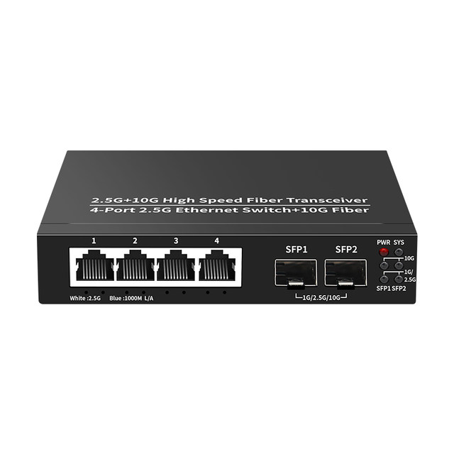 Hongya Vision 6-Port 10g Uplink 2.5g Switch, 4-Port 2.5g Gigabit Broadband Home Router, Splitter, Steel Shell, Dedicated for Monitoring, Non-Managed Ethernet Switch, Plug and Play