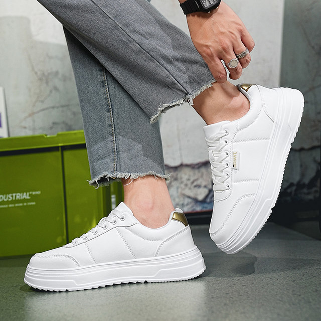 ລະດູຮ້ອນໃຫມ່ 2024 ຄວາມສູງພາຍໃນເພີ່ມຂຶ້ນເກີບຜູ້ຊາຍ 6cm ເກີບສີຂາວ trendy invisible high school students' fashion sneakers versatile for men