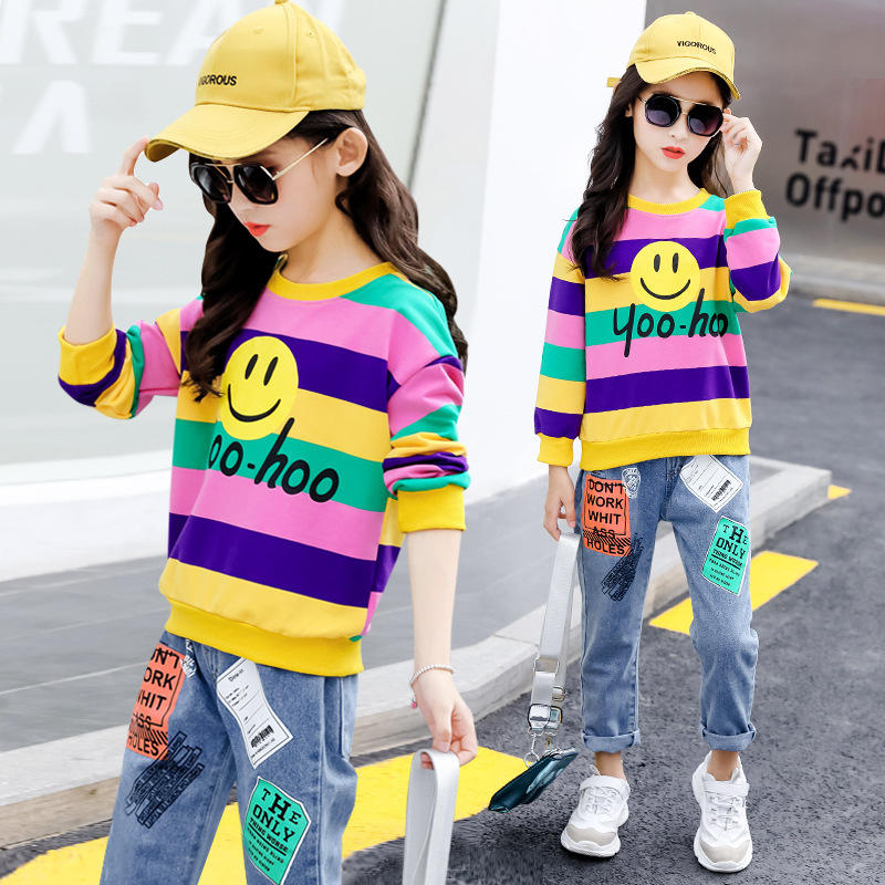 South Korean girl suit 2021 Spring and autumn new Korean version of the Han Chinese sends CUHK child girl's trendy two sets