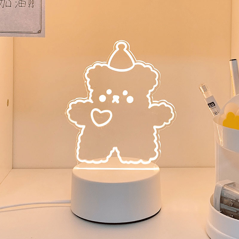 Hat Bear (White / Yellow / Warm)Night light girl student Bedside Desk lamp dormitory sleep bedroom sleep room Atmosphere lamp Creative gifts customized logo