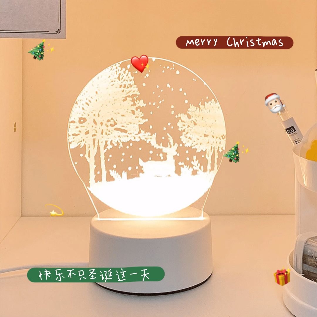 Snow Deer (White / Yellow / Warm)Night light girl student Bedside Desk lamp dormitory sleep bedroom sleep room Atmosphere lamp Creative gifts customized logo