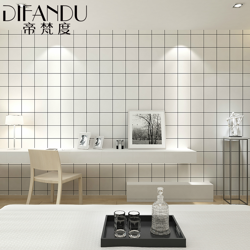 Plaid self-adhesive wallpaper ins waterproof thickened student Dormitory cozy modern wallpaper renovated black and white decorative stickers