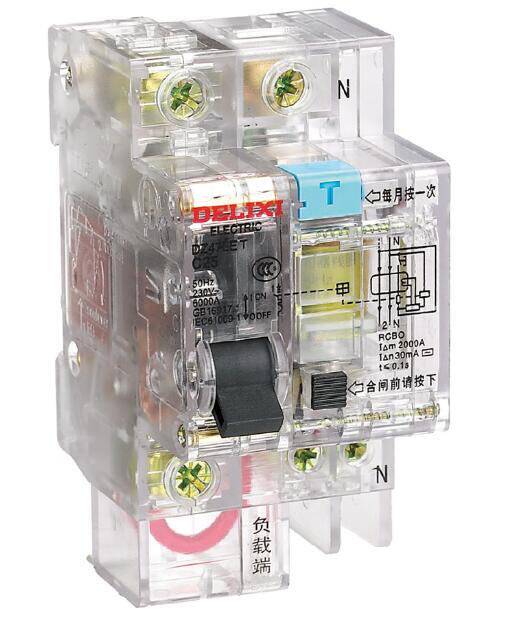 Delixi leakage protector switch DZ47LE 1P 2P 3P 3P N 4P transparent protective shell leakage circuit breaker