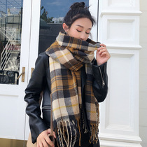 British plaid scarf female Korean version of imitation cashmere thickened warm net red new fringed shawl wild student scarf