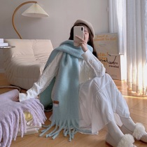 Solid color scarf female Korean style scarf 2022 winter new girls all-match shawl student macaron color imitation cashmere