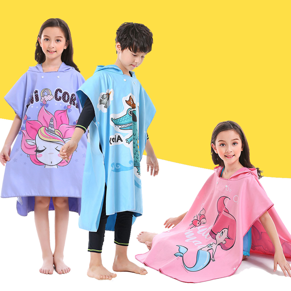 HOTMANGO children's quick-drying cloak bath towel microfiber bathrobe swimming beach hot spring mermaid absorbent towel