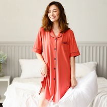 Pajamas women Summer pure cotton short sleeve shirt nightgown casual simple woman sweet loose can wear home clothes