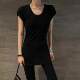 Black slim mid-length short-sleeved T-shirt for women summer new casual age-reducing high-end slim top and bottoming shirt