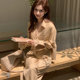 Korean-Style Lace Patchwork Long-Sleeve Shirt and High-Waisted Wide-Leg Pants Two-Piece Set for Women, 2026 Spring/Summer New Elegant Outfit