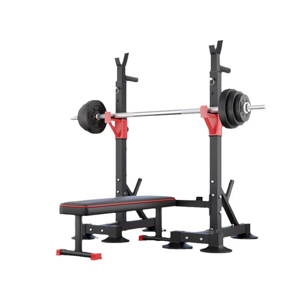 Calliven Bench Press Rack Home Squat Rack Cast Iron Widened and Thickened Barbell Weightlifting Bench Adjustable Fitness Equipment