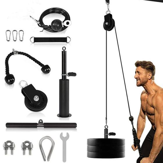 LAOSHU Fitness Equipment for Home Use, Hanging High Pull-Down Training Device, Steel Wire Rope Pulley with Resistance Band for Triceps