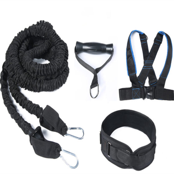 Back-Pull Type Waist Resistance Rope, Double-Pull Elastic Rope, Track and Field Heavy-Load Running Explosive Power Physical Training
