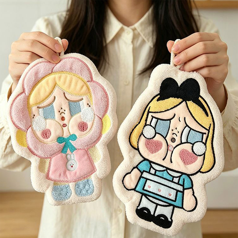 Cute Cartoon Crying Baby Alice Hanging Hand Towel for Bathroom and Kitchen, Absorbent, Thick, Lint-Free Handkerchief Towel Cute Cartoon Crying Baby Alice Hanging Hand Towel for Bathroom and Kitchen, Absorbent, Thick, Lint-Free Handkerchief Towel