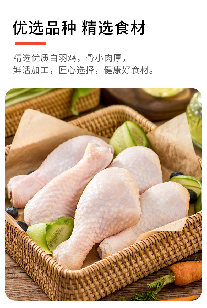 天猫超市 新希望旗下 六和 冷冻鸡琵琶腿 450g*3袋 图3