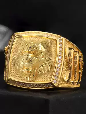 Zodiac Tiger Ring Domineering National Wind Year of the Tiger Zodiac Men Silver Decoration Personality Single Gold-plated Silver Food Ring