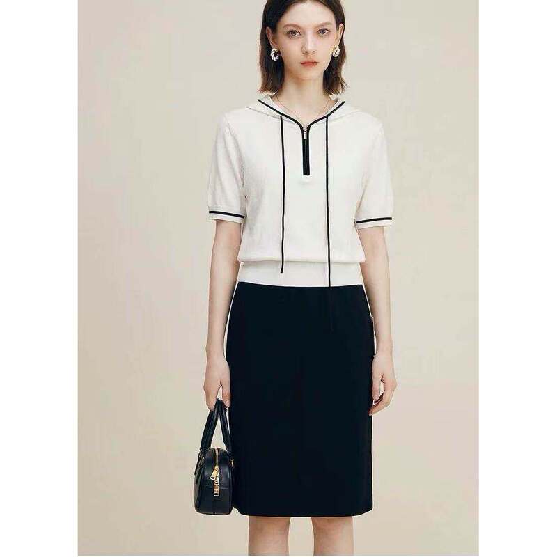 【Gds】Gds 2026 New Model Kelaier Hooded Short-Sleeve Knit Top + Skirt Dfl11334~