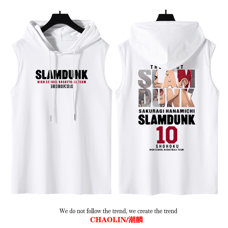 Slam Dunk Sleeveless T-Shirt Collaboration Sakuragi Hanamichi Rukawa Kaede Mitsui Shou Loose Basketball Hooded Vest Jersey