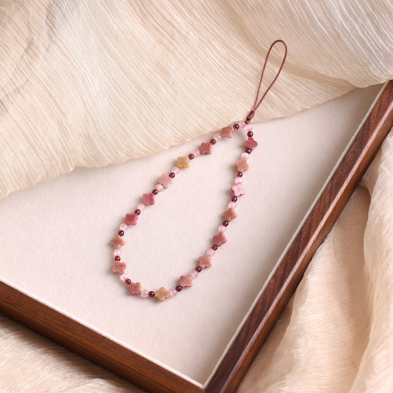 Red Stone Phone Chain Lanyard Pendant for Women, Long Keychain, Chinese Style Ring Wrist Strap, Jade Wristband, Anti-Lost